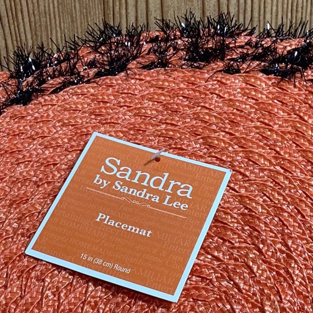New Halloween Fancy Orange and Black Woven Placemats set of 6 15”